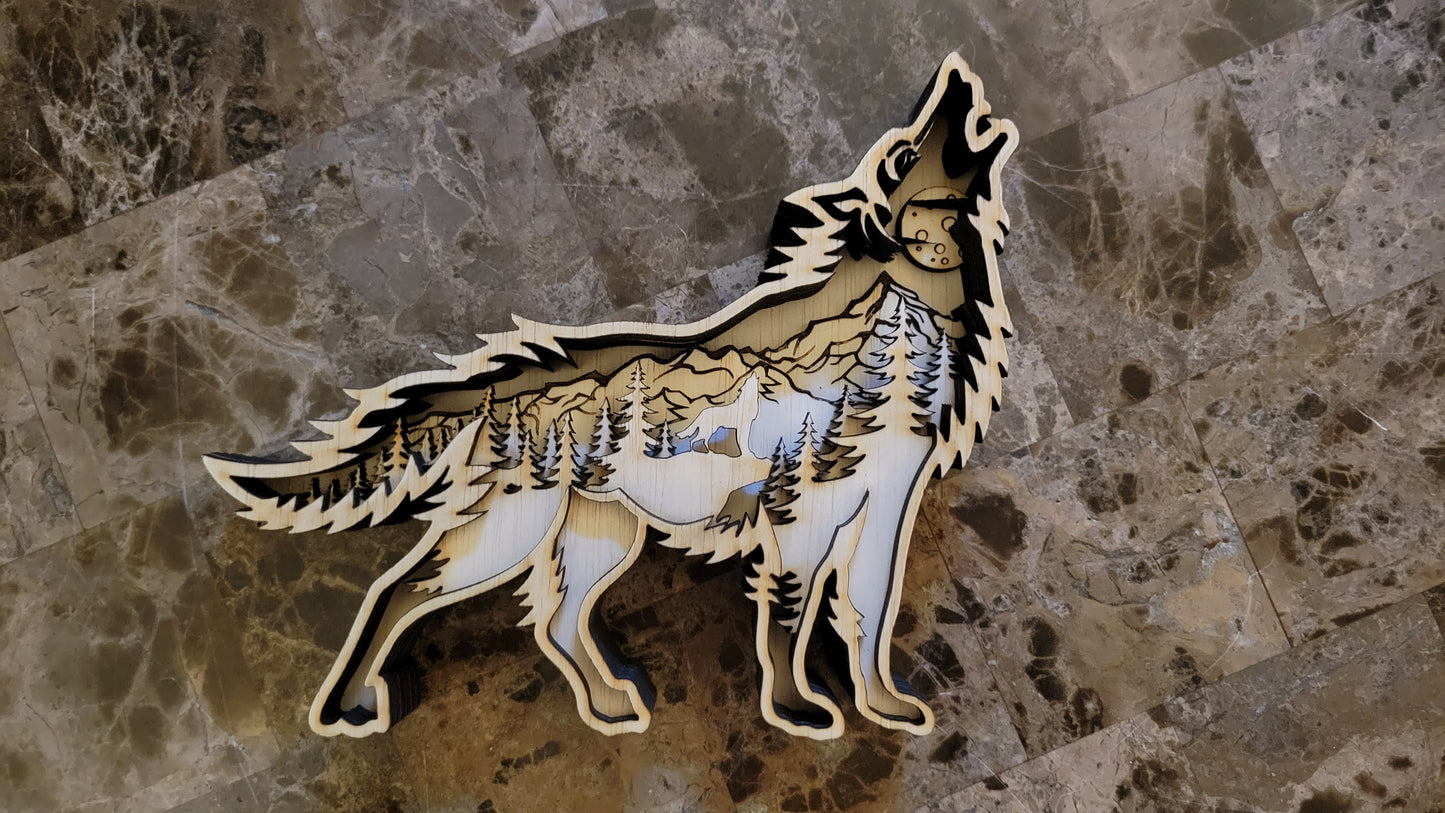 Layered Howling Wolf